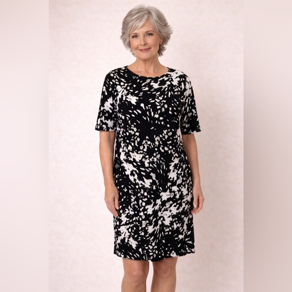 George-‎ Black White Sheath Dress Size 12 UK 10